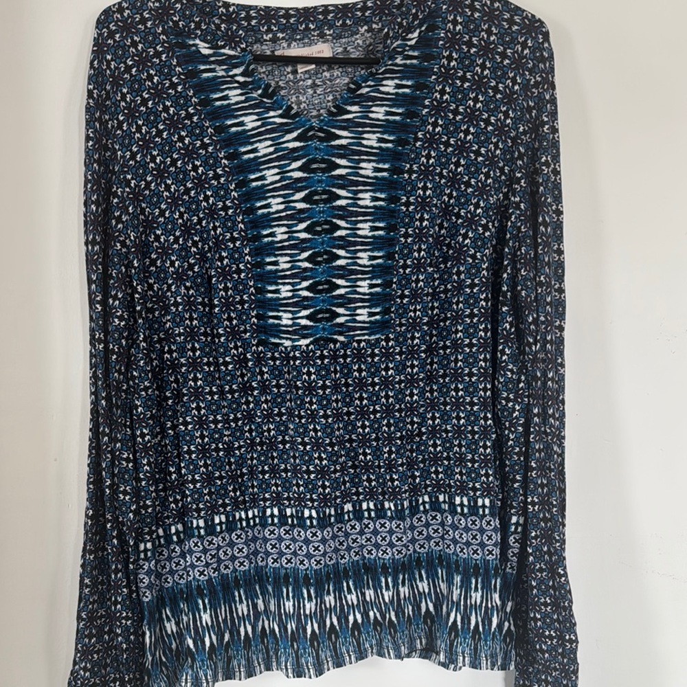 Blue Patterned Women's Top